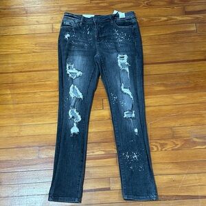 Judy Blue Distressed Charcoal Black Boyfriend Fit